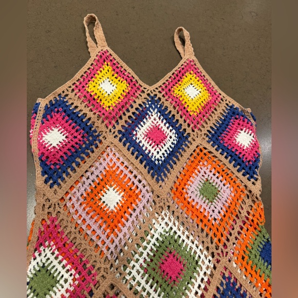 NWOT Colorful Crochet Swim Coverup Sz: S - Picture 2 of 7